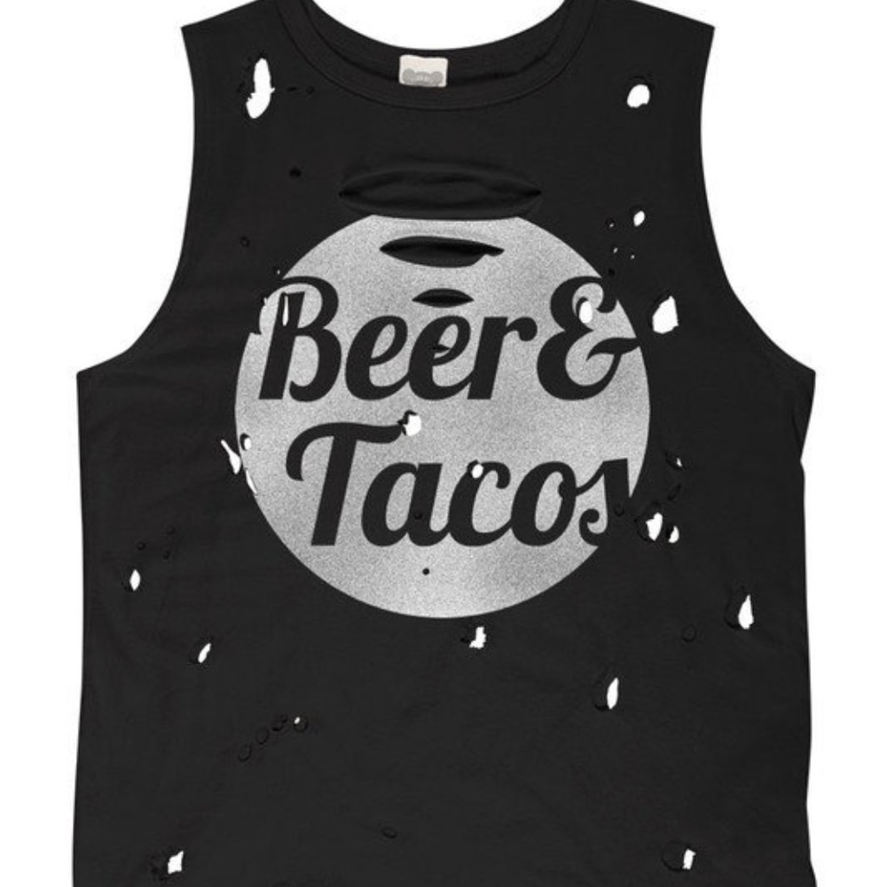 Beer & Tacos Distressed Muscle Graphic Tank